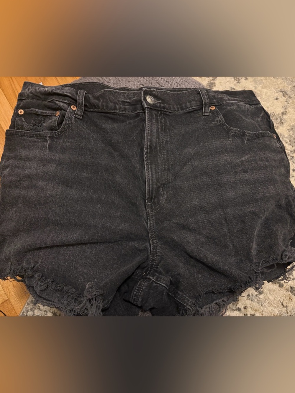 American Eagle Outfitters Black Distressed Denim Shorts